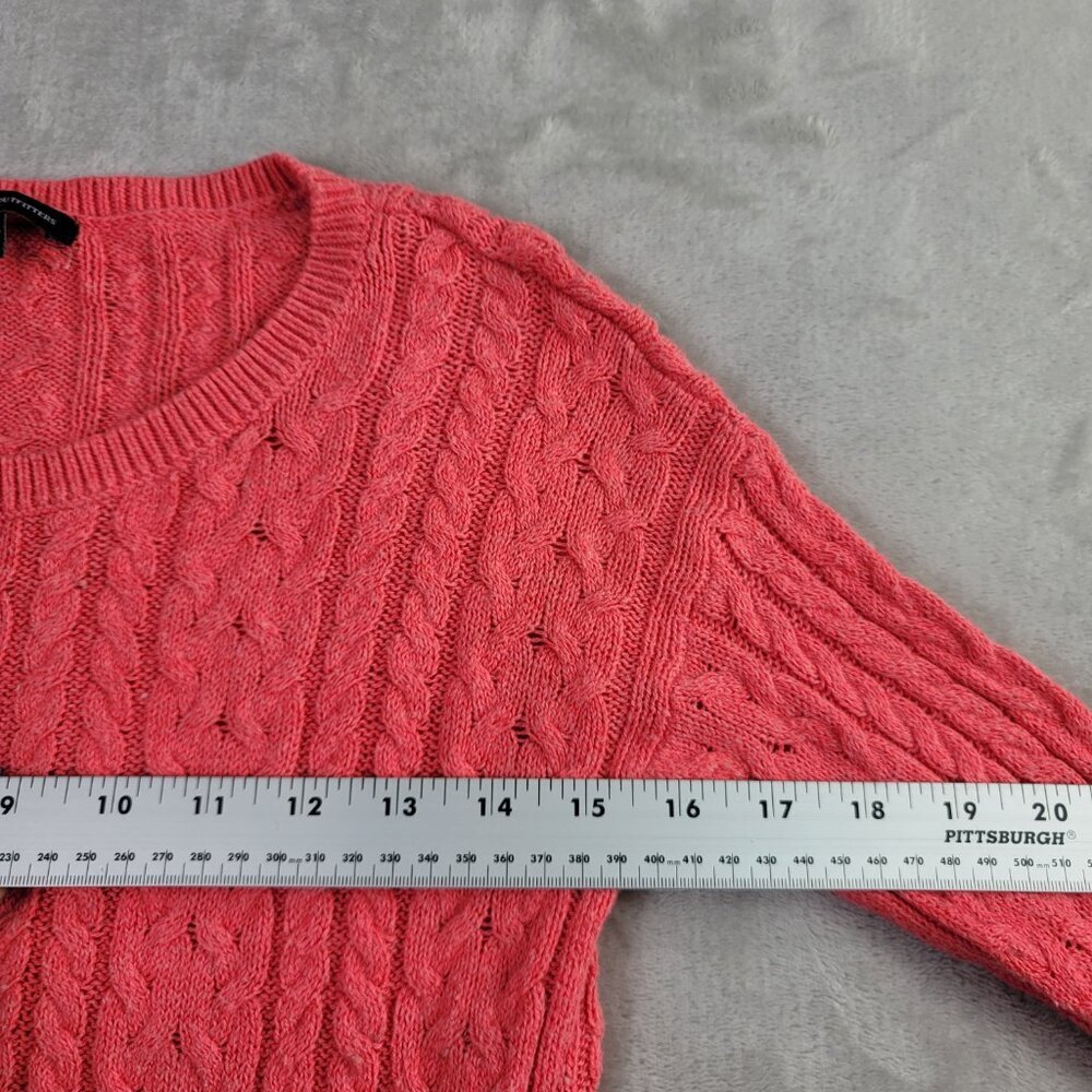 American Eagle Coral Pink Cable Knit Women's Zipper Sweater | Size S - Picture 6 of 7